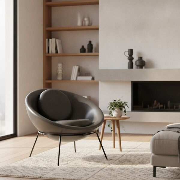 Leather Round Lounge Chair 01 3D Model