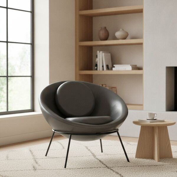 Leather Round Lounge Chair 01 3D model in a living room interior scene