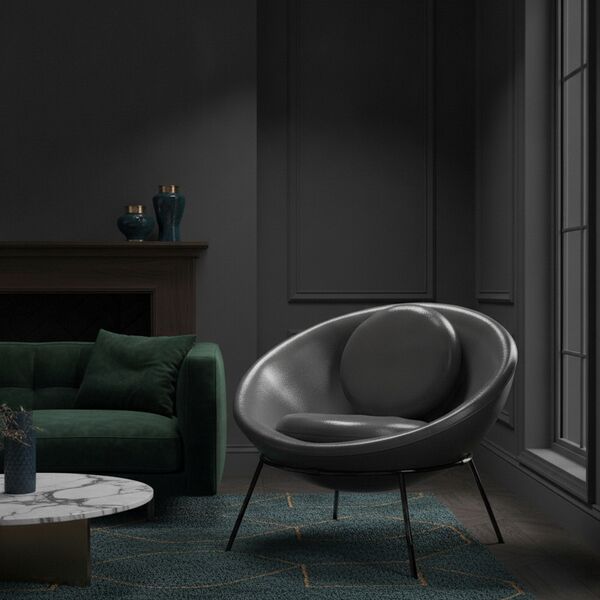 Leather Round Lounge Chair 01 3D model in a living room interior scene