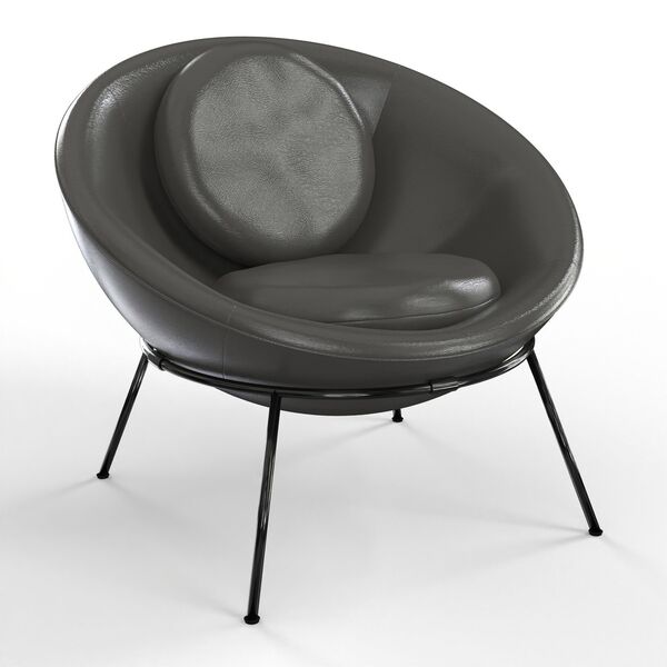 Leather Round Lounge Chair 01 3D model render view