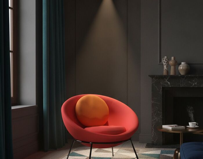 Fabric Round Lounge Chair 01 3D Model