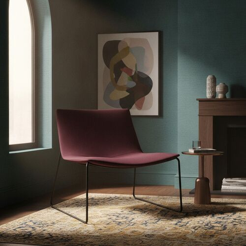 Leather Sled-Base Lounge Chair 01 3D Model