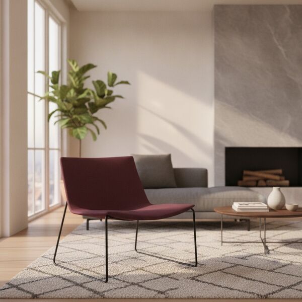Leather Sled-Base Lounge Chair 01 3D model in a living room interior scene
