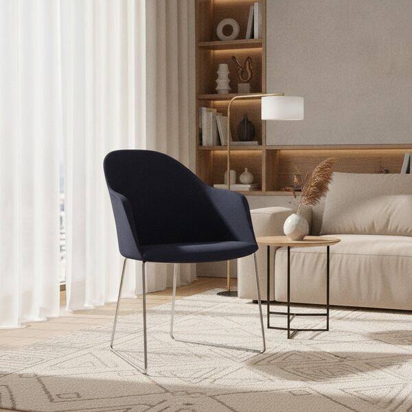 Sled-Base Shell Armchair 01 3D model in a living room interior scene