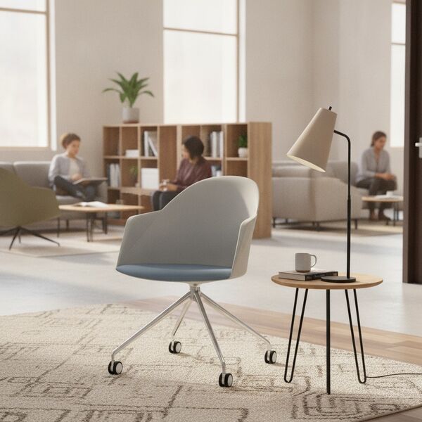 Trestle-Base Shell Armchair 01 3D model in a college and university interior scene