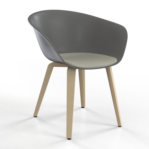 Wood-Leg Shell Armchair 03 3D model render view