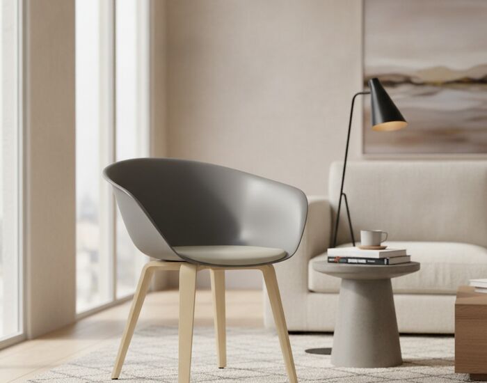 Wood-Leg Shell Armchair 03 3D Model