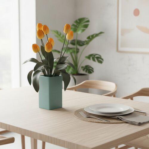 Squared And Flowers Pot 18 3D Model