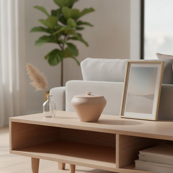 Ceramic Tan Round Pot 02 - interior view 1