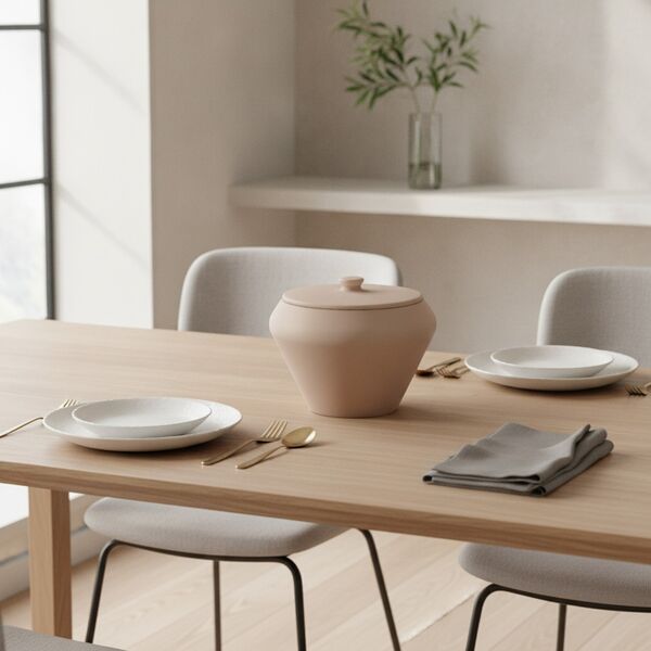 Ceramic Tan Round Pot 02 - interior view 2