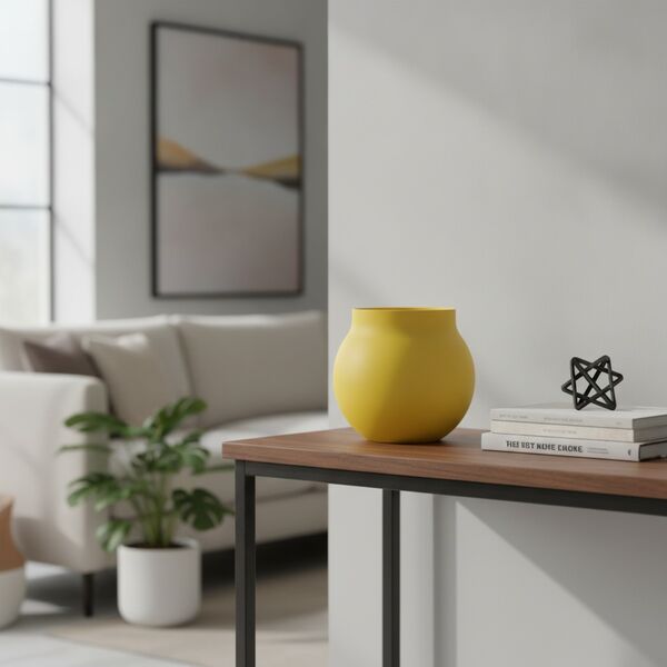 Ceramic Yellow Pot 08 - interior view 1