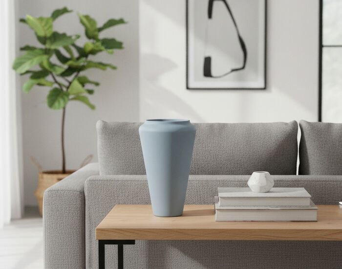 Ceramic Blue Round Pot 03 3D Model