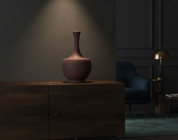 Ceramic Brown Round Pot 04 3D Model