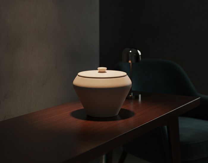 Ceramic Tan Round Pot 02 3D Model