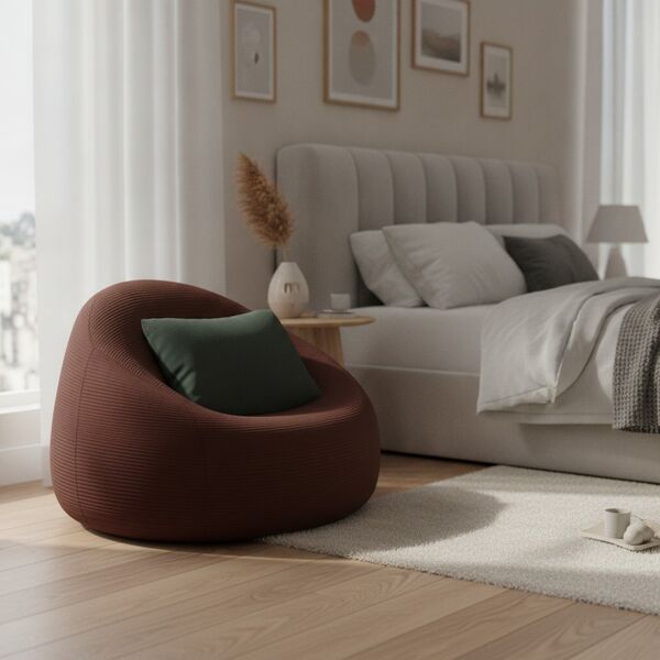 Armchair Fabric Brown Pouf 02 - interior view 2