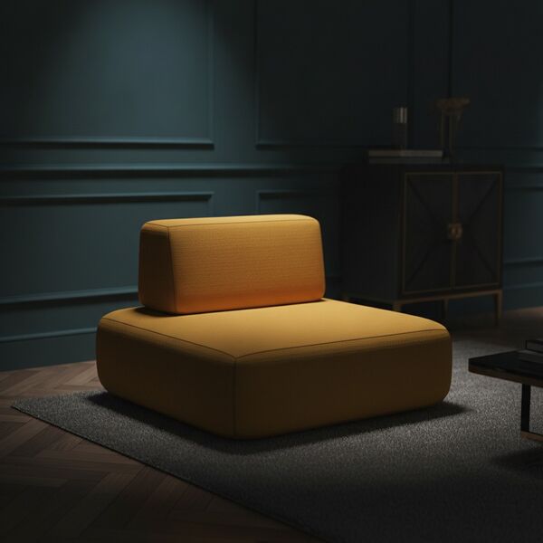Armchair Fabric Orange Pouf 03 3D Model