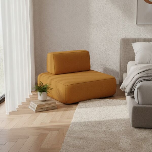 Armchair Fabric Orange Pouf 03 - interior view 1
