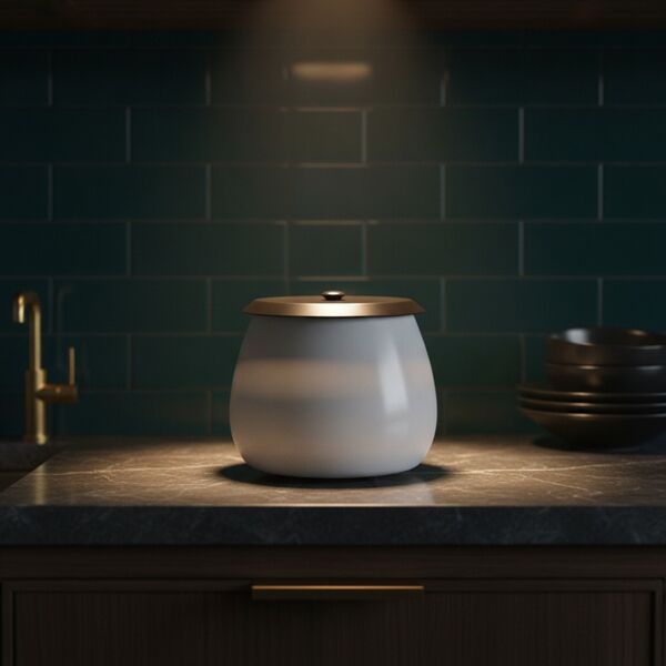 Ceramic White With Cap Round Pot 11 - interior view 2