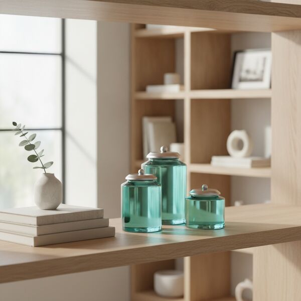 Glass Cyan Set Pots 01 - interior view 1