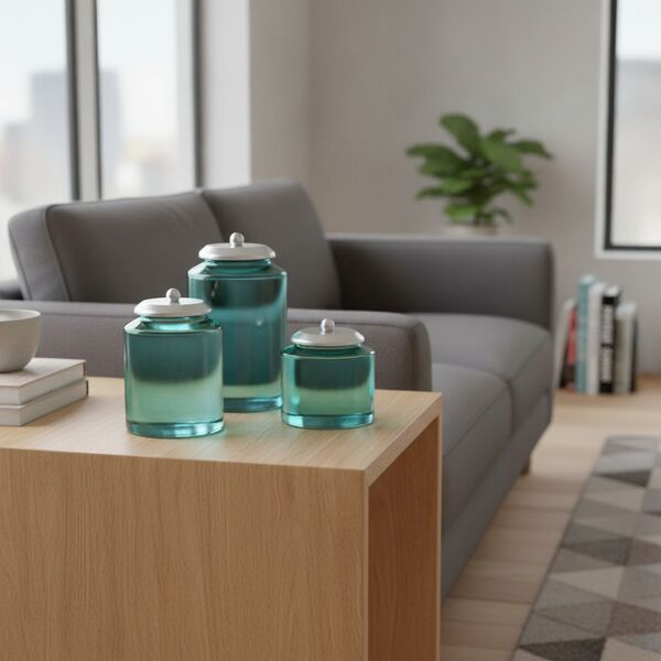 Glass Cyan Set Pots 01 - interior view 2