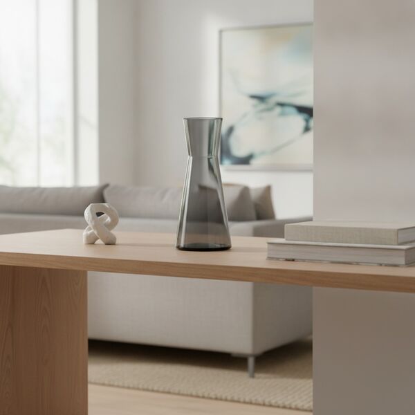 Glass Grey Round Pot 10 - interior view 1