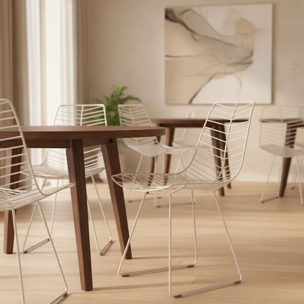 Sled-Base Wire Chair 01 3D model in a restaurant bar interior scene