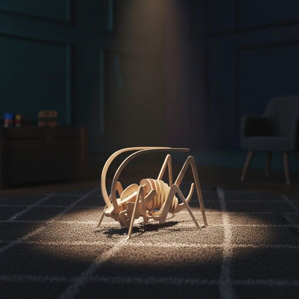 Plywood Toy Grasshopper - interior view 2