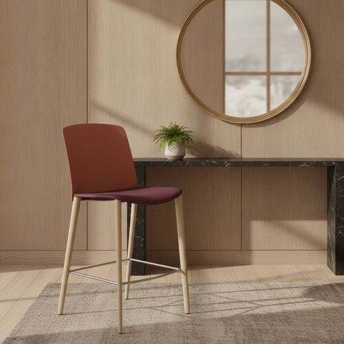 Wood-Leg Shell Stool 01 3D Model