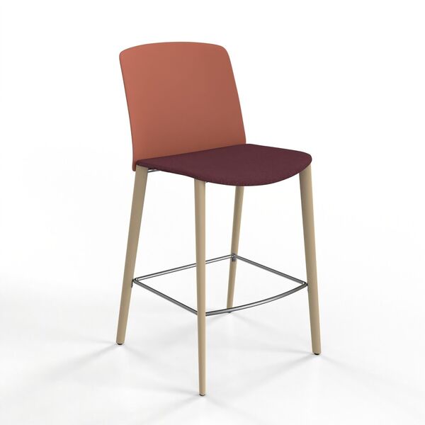 Wood-Leg Shell Stool 01 3D model render view