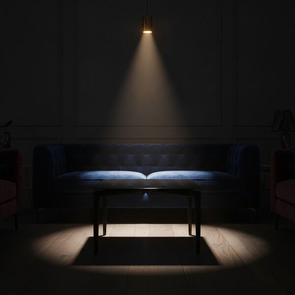 Square Glass-Top Coffee Table 01 3D model in a dark lounge interior scene