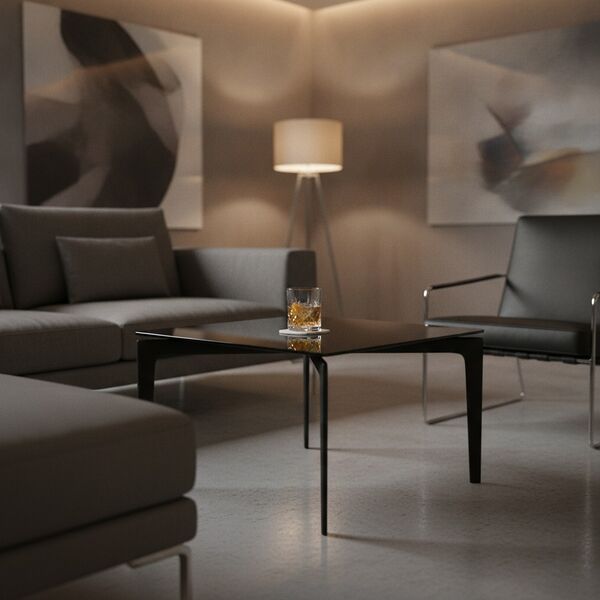 Square Glass-Top Coffee Table 01 3D model in a lounge interior scene