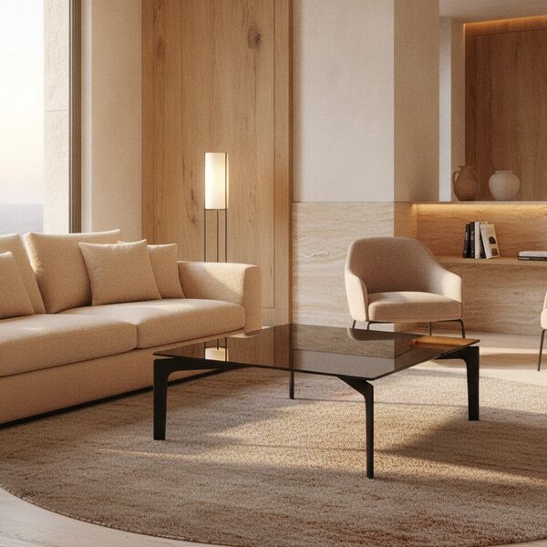 Square Glass-Top Low Table 01 3D model in a restaurant bar interior scene