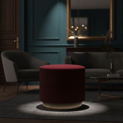 Fabric Brown Metal Base Pouf 09 3D Model