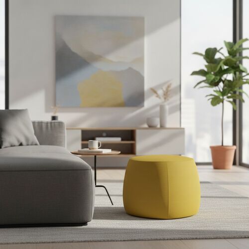 Fabric Yellow Pouf 04 3D Model