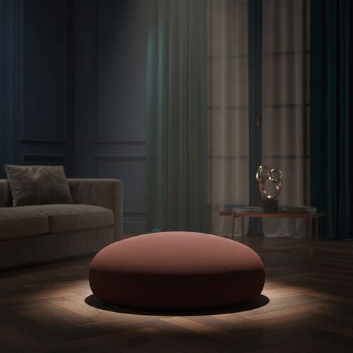 Round Fabric Brown Pouf 06 3D Model