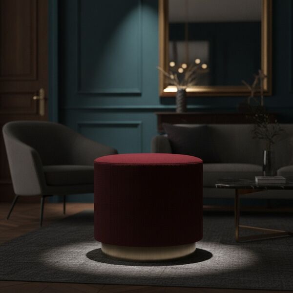 Fabric Brown Metal Base Pouf 09 3D Model