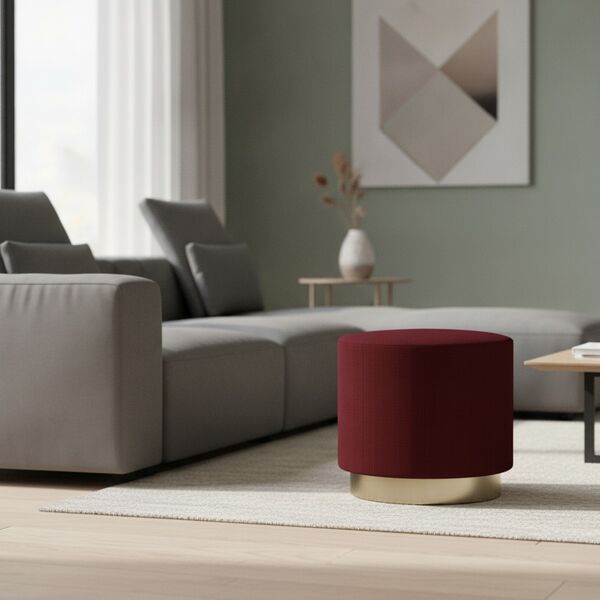 Fabric Brown Metal Base Pouf 09 - interior view 1