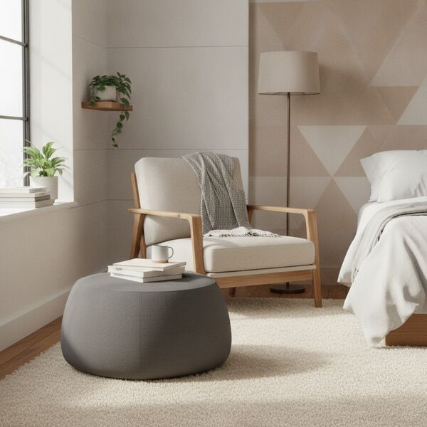 Fabric Gray Pouf 03 - interior view 2