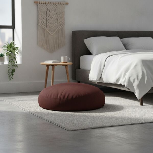 Round Fabric Brown Pouf 06 - interior view 1