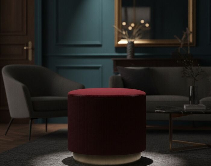 Fabric Brown Metal Base Pouf 09 3D Model