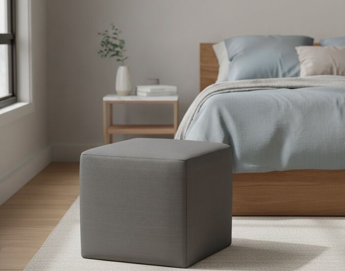 Fabric Gray Pouf 07 3D Model