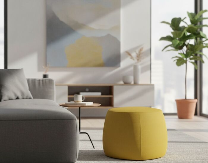 Fabric Yellow Pouf 04 3D Model