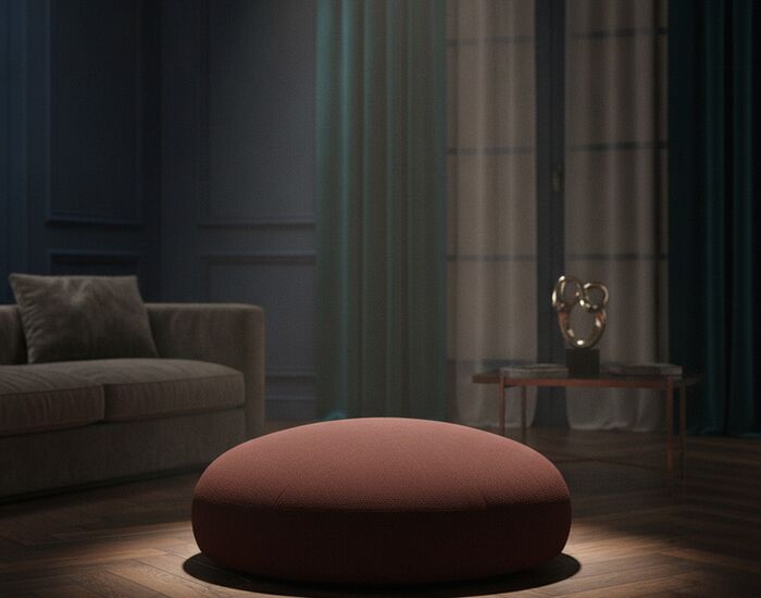 Round Fabric Brown Pouf 06 3D Model
