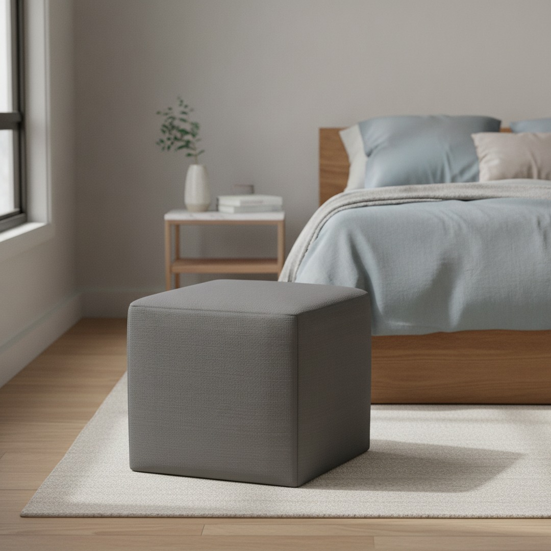 Fabric Gray Pouf 07 3D Model