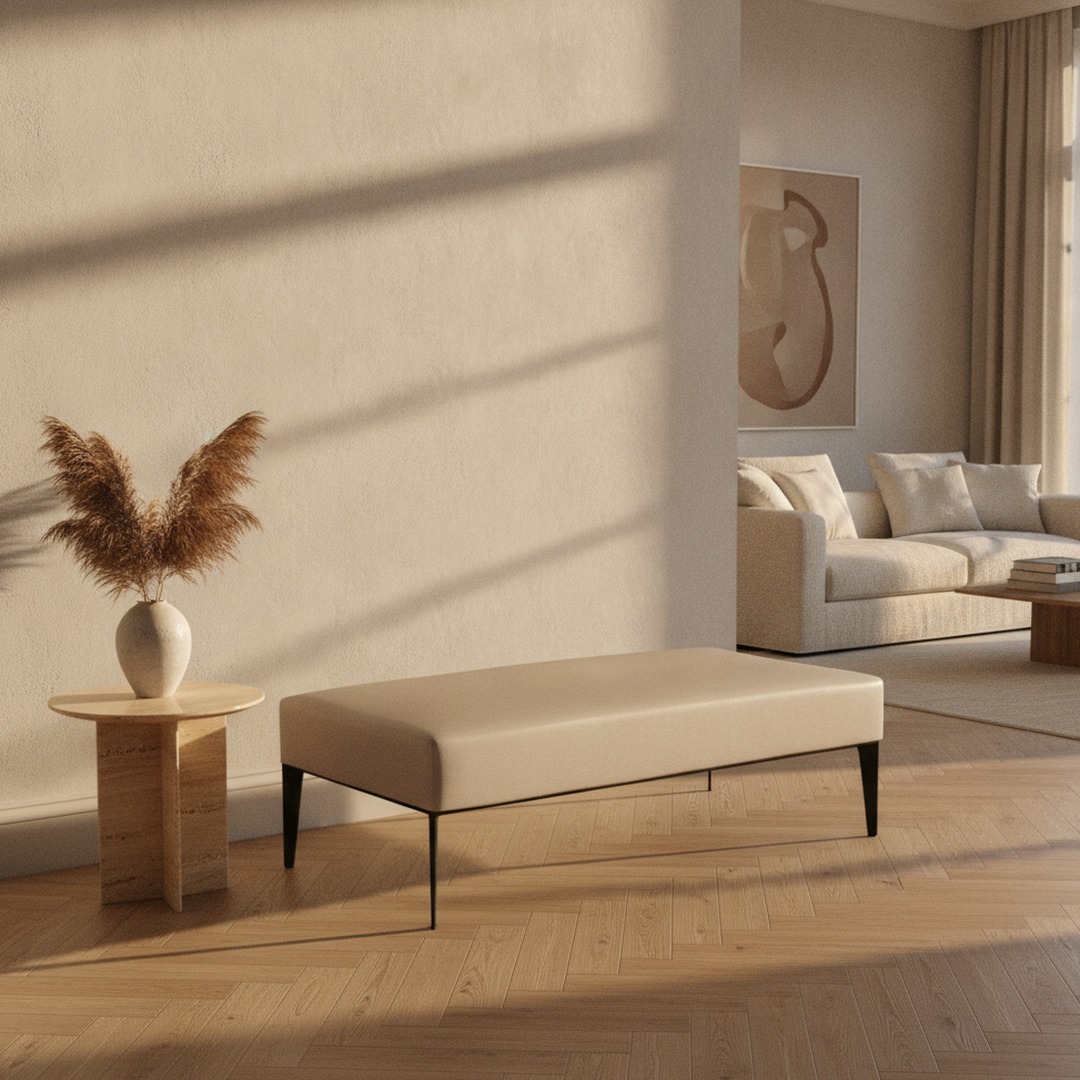 2-Seat Upholstered Bench 01 3D Model