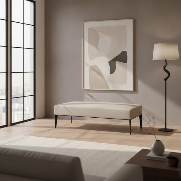 2-Seat Upholstered Bench 01 3D model in a living room interior scene