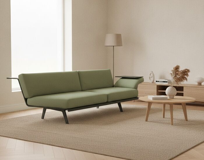 2-Seat Modular Banquette Sofa 01 3D Model