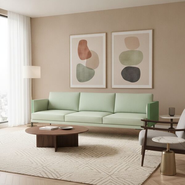 3-Seat Metal-Leg Sofa 01 3D model in a living room interior scene