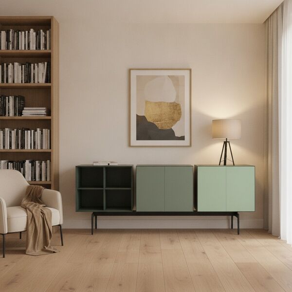 Modular Sideboard 02 Composition 1 3D model in a library interior scene