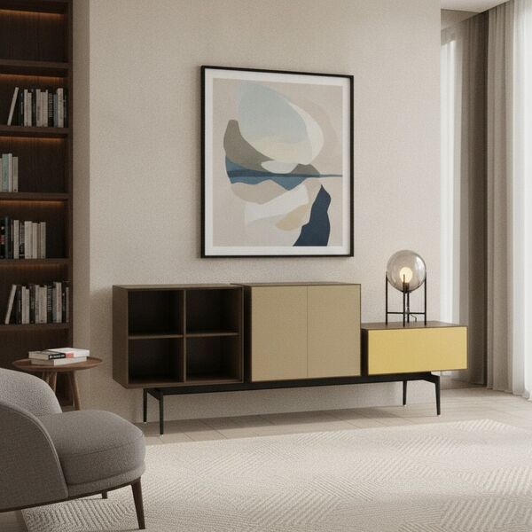 Modular Sideboard 02 Composition 2 3D model in a library interior scene
